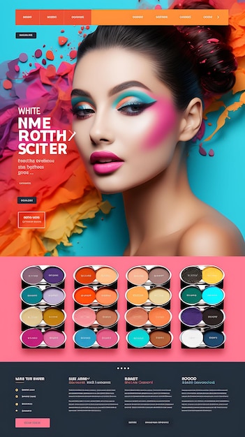 Ontwerp van levendige en energieke make-up palette verpakking met een gedurfde een web poster flyer menu art