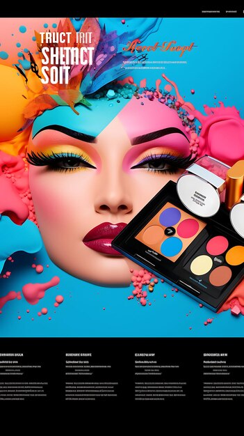 Ontwerp van levendige en energieke make-up palette verpakking met een gedurfde een web poster flyer menu art