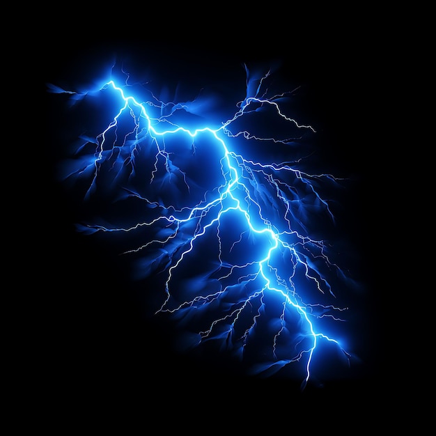 Ontwerp van Lightning Electric Blue Zigzag Neon Lijnen Regenwolken Zigzag Clipart T-shirt Ontwerp Glow