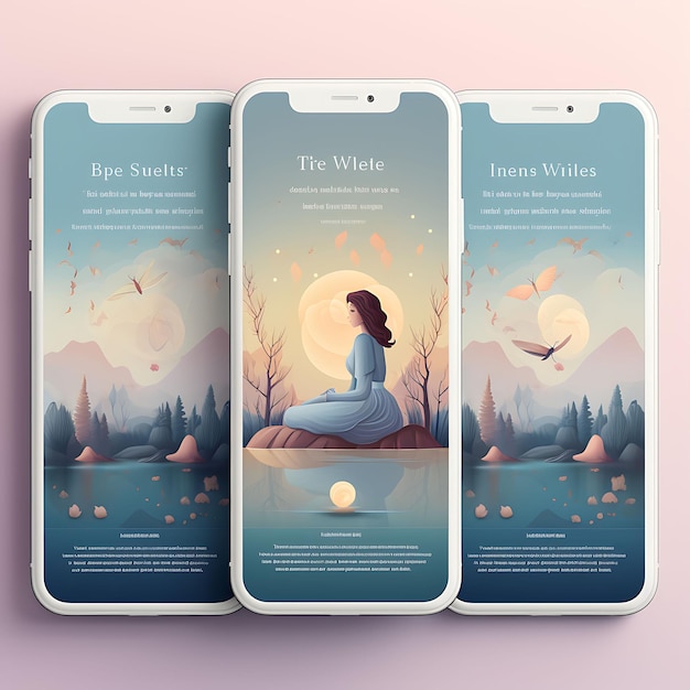 Ontwerp van mobiele apps voor gezondheid en welzijn Meditatie en ontspanning App-ontwerp Cal Creatieve lay-out
