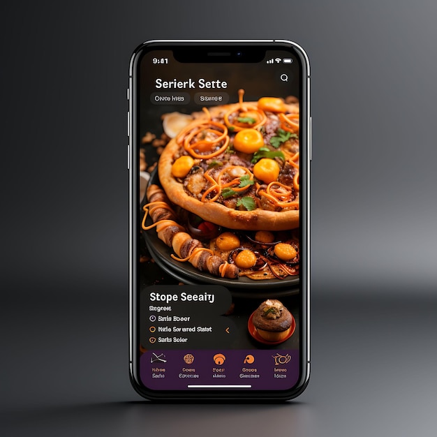 Ontwerp van mobiele apps voor voedselbezorging Restaurant App-ontwerp Levendig thema met gedurfde creatieve lay-out