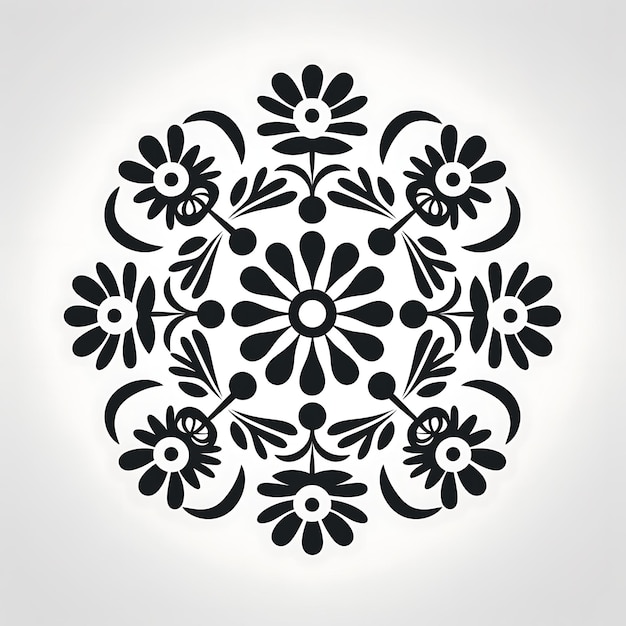 Ontwerp van Scandinavische volkskunst Frame met bloemen rozetten en Geometrie Tatoeage CNC Laser Tshirt 2D