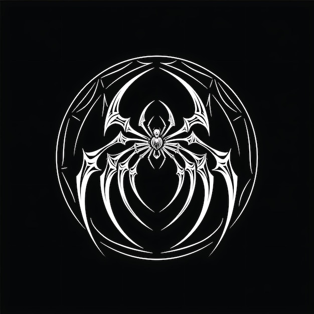 Ontwerp van Spider Logo met cirkelvormige vorm versierd met webben en Fang Creatieve eenvoudige minimale kunst