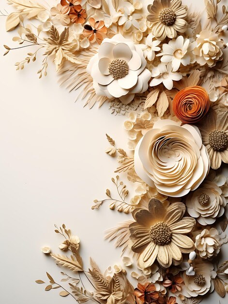 Ontwerp van vintage bloemenframe Ontwerp van gestructureerd papier Naamkaart Materia Creatieve kunst achtergrond