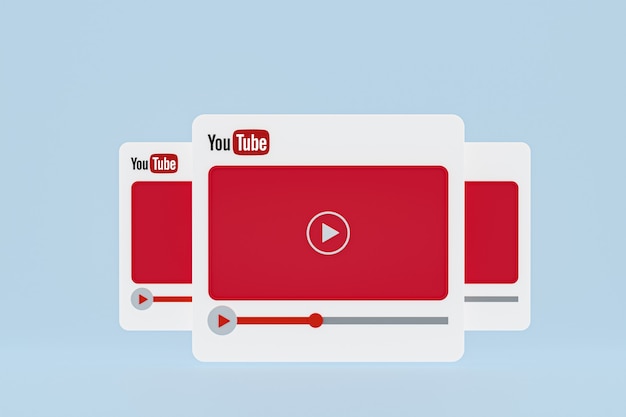 Foto ontwerp van youtube-videospeler of interface voor videomedia-speler