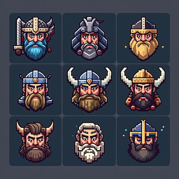 ontwerp viking oude krijger ai gegenereerde spelinterface webpictogram ui menu ontwerp viking oude krijger illustratie