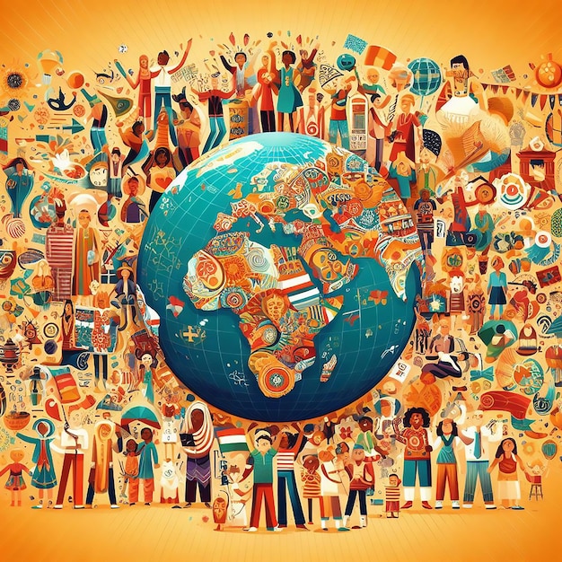 Foto ontwerp voor de wereldgezinsdag met familie-illustratie