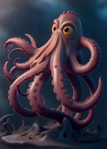 Ontwerp voor Flyer-sjabloon met 3D Octopus 1