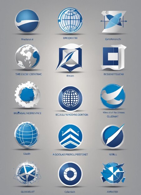 Ontwerpconcept het belangrijkste element van het logo is een aardbol die het wereldwijde bereik van uw bedrijf vertegenwoordigt