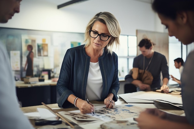 Ontwerper en collega zitten aan tafel Generative Ai