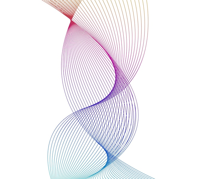 Foto ontwerpgolfelementen van vele lijnen abstracte verticale golvende strepen op witte achtergrond geïsoleerd creatieve lijnkunst vectorillustratie eps 10 kleurige golven met lijnen gemaakt met behulp van blend tool