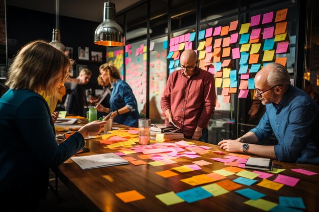 Ontwerpteam werkt samen aan een brainstorming generatieve AI