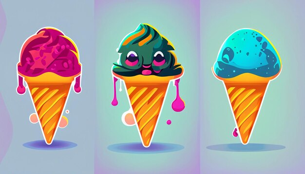 Foto onweerstaanbaar genot gratis vector ice cream cone cartoon icon illustratie sweet food concept in flat