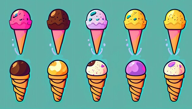 Foto onweerstaanbaar genot gratis vector ice cream cone cartoon icon illustratie sweet food concept in flat