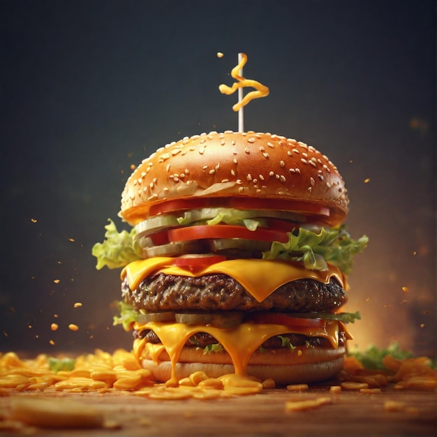 onweerstaanbare 4K behang met een 3D-weergave van een Zinger Cheese Burger