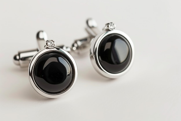 Onyx Cufflinks On White Background