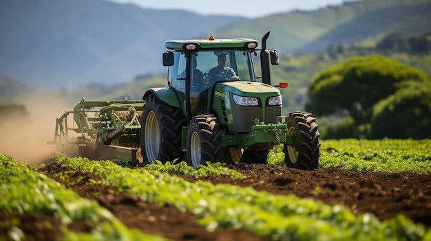 Foto oogsttractor in agrarisch archief