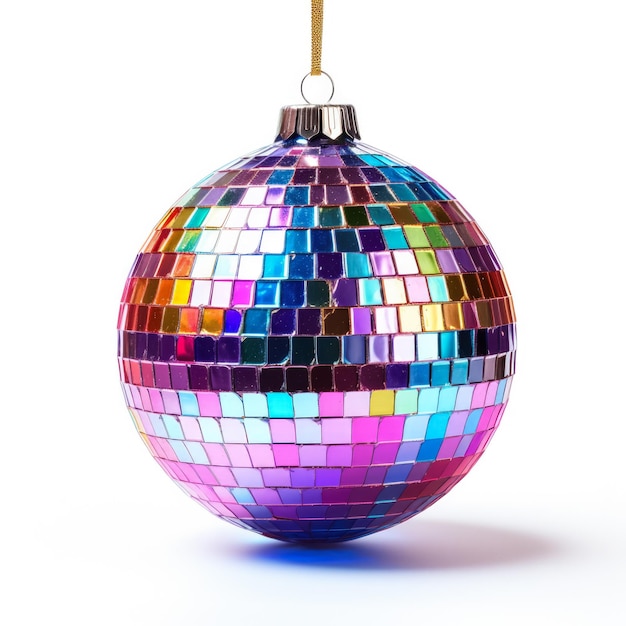 Oogverblindende kerstboom discobal geïsoleerd op een witte achtergrond