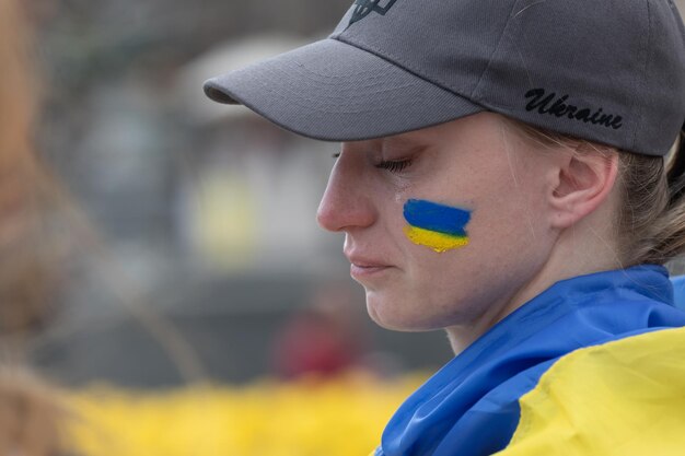 Oorlog in Oekraïne Rally op Onafhankelijkheidsplein in Kiev