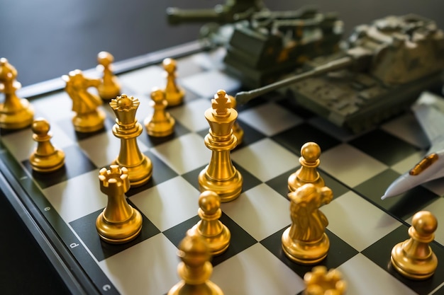 Foto oorlog op het schaakbord russische oorlog van oekraïne oorlogsconcept