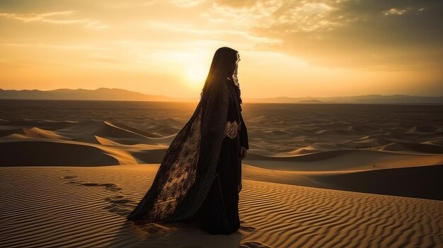 oostelijke prinses in de woestijn tussen het zand