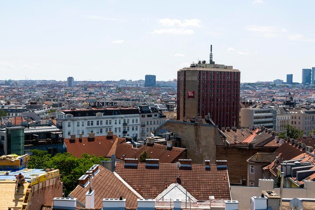 Oostenrijk 16 juni 2023 Uitzicht op Wenen vanaf het dak van het winkelcentrum