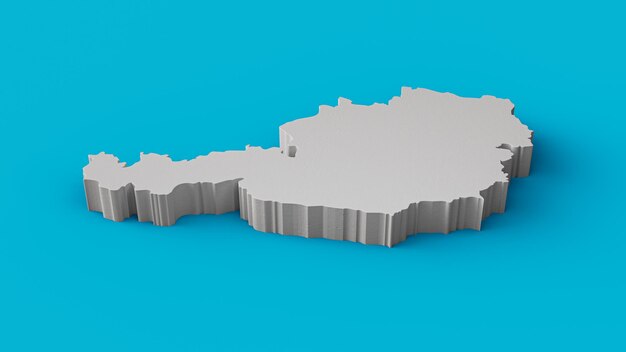 Oostenrijk 3D-kaart Geografie Cartografie en topologie Zeeblauw oppervlak 3D-afbeelding