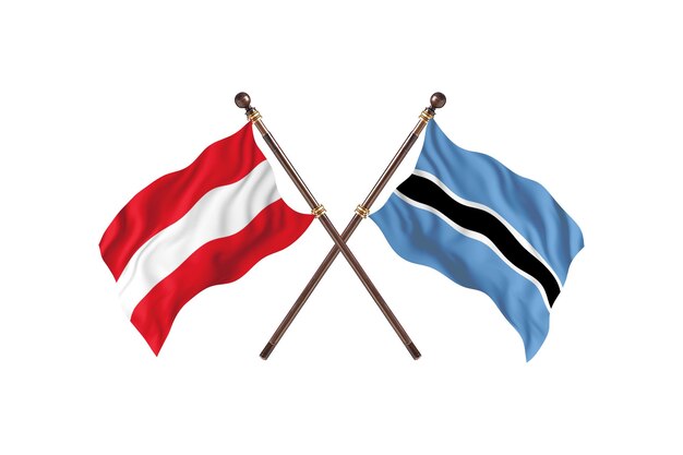 Oostenrijk versus Botswana twee landen vlaggen achtergrond