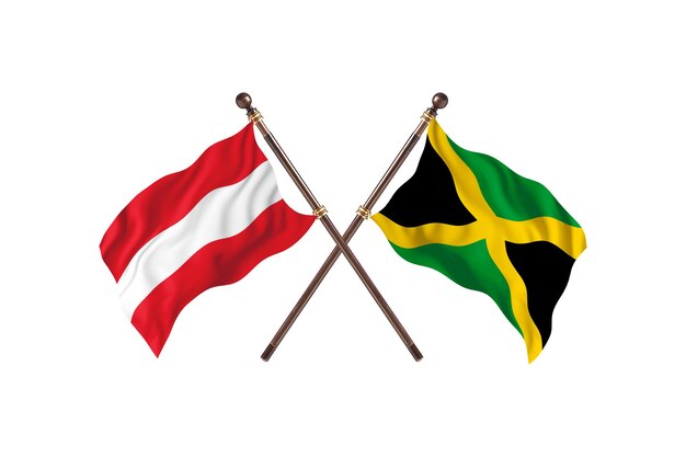 Oostenrijk versus Jamaica twee landen vlaggen achtergrond