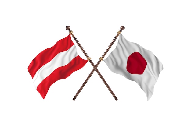 Oostenrijk versus Japan twee landen vlaggen achtergrond