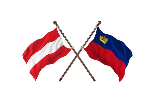 Oostenrijk versus Liechtenstein twee landen vlaggen achtergrond