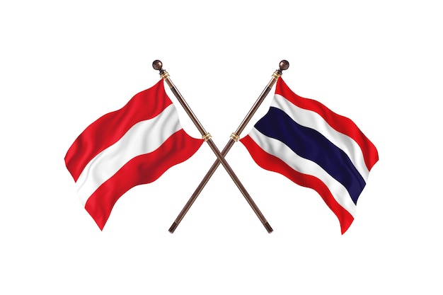 Oostenrijk versus Thailand twee landen vlaggen achtergrond