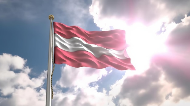 Oostenrijk vlag geïsoleerd op de blauwe hemel met uitknippad close-up zwaaien vlag van Oostenrijk vlag symbolen van Oostenrijk Generative Ai