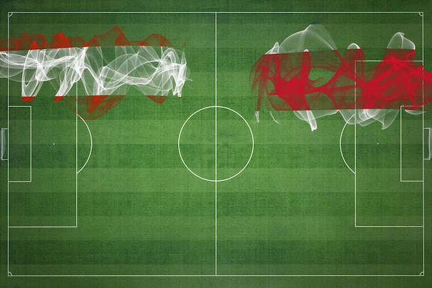 Oostenrijk vs Costa Rica voetbalwedstrijd nationale kleuren nationale vlaggen voetbalveld voetbalwedstrijd Competitie concept Kopieer ruimte