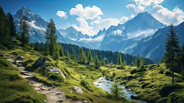 Oostenrijkse alpen weide bergen op de achtergrond