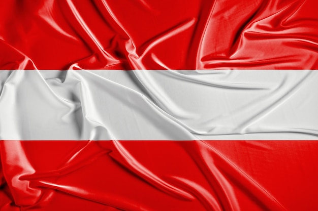 Oostenrijkse vlag zwaait 3D-animatie Oostenrijks vlag zwaaien in de wind Nationale vlag van Oostenrijk