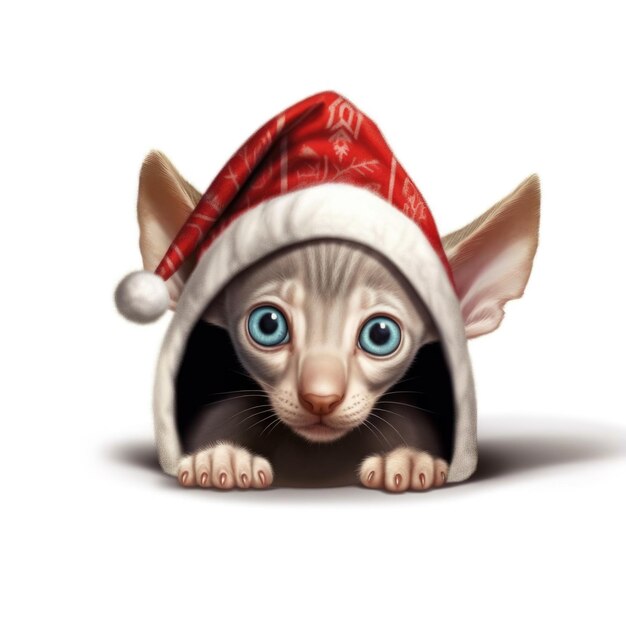 Oosters korthaar kitten met kerstmuts