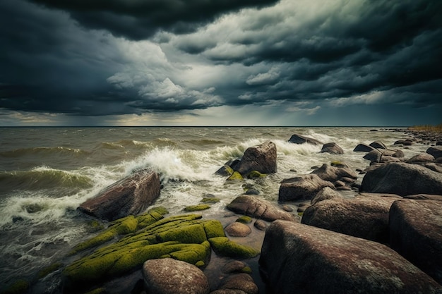 Oostzee Muhu Straat Estland Stormachtige wolken een dramatische hemel