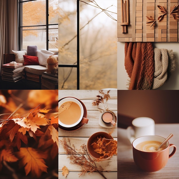 Op de herfst geïnspireerd gezellig moodboard