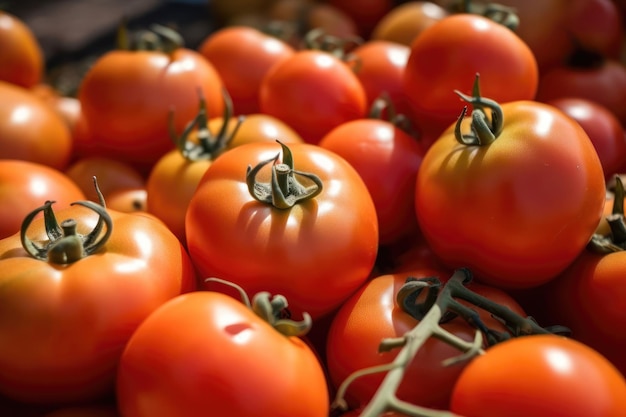 Op de markt staat een tros tomaten te pronken.