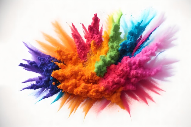 Op deze afbeelding is een kleurrijke explosie van poeder te zien.