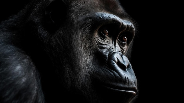 Op deze afbeelding is het gezicht van een gorilla te zien.