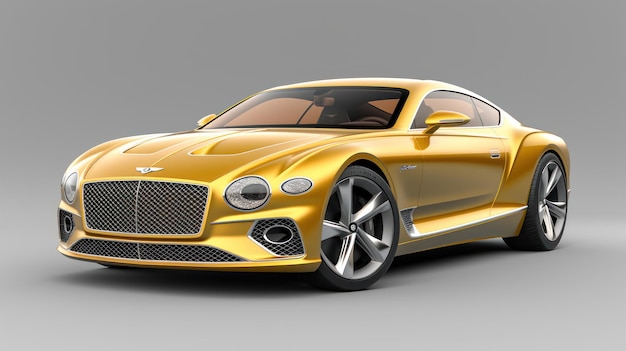 Op deze afbeelding wordt een gouden Bentley-auto getoond.