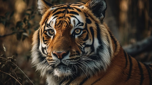 Op deze illustratie wordt het gezicht van een tijger getoond.