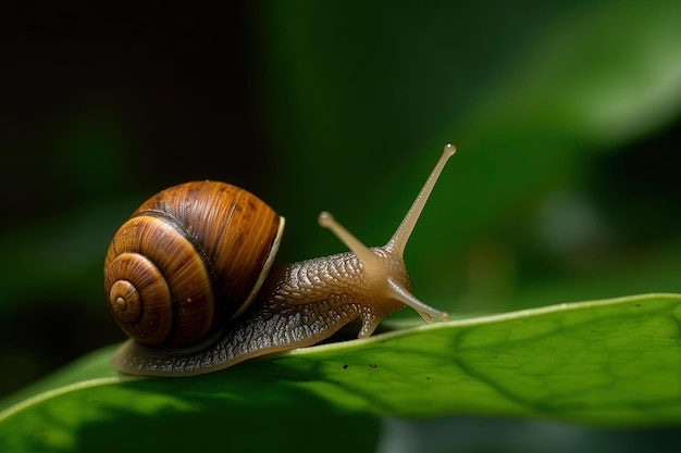 Op deze ongedateerde foto is een slak op een blad te zien.