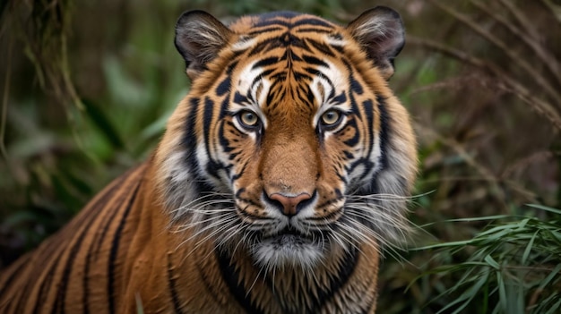 Op deze ongedateerde foto is het gezicht van een tijger te zien.