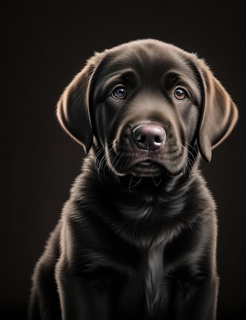 Op dit schilderij is een zwarte labrador afgebeeld.