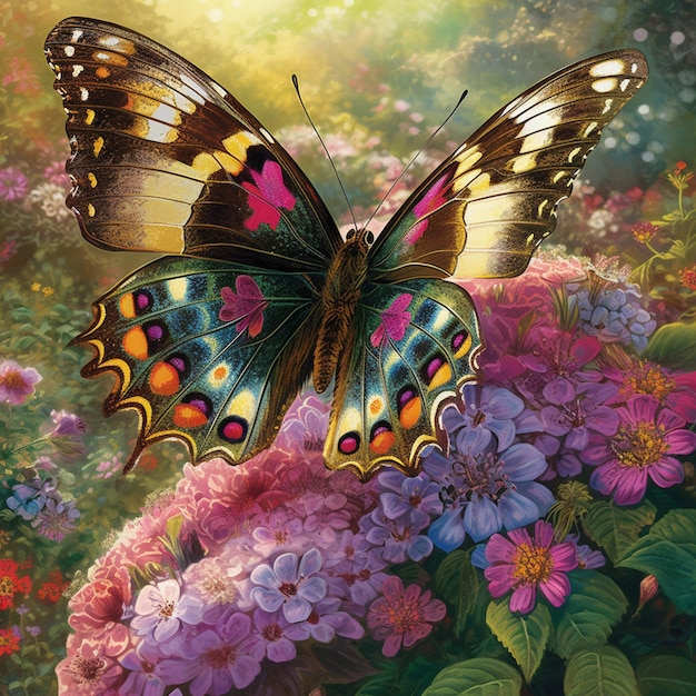 Op een bloem zit een vlinder met het woord vlinder erop.