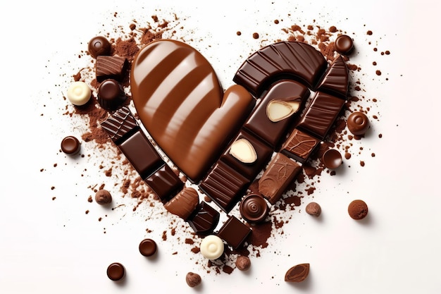 Op een foto wordt een hartvormige chocolade getoond.