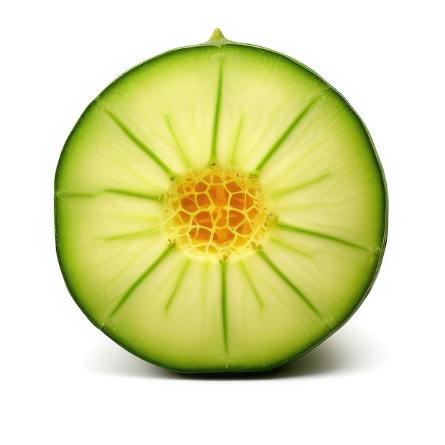 Op een foto wordt een plakje komkommer getoond.